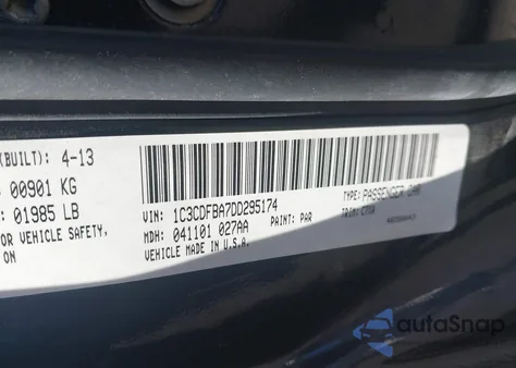 2013 Dodge Dart Sxt from USA, damaged, VIN 1C3CDFBA7DD295174